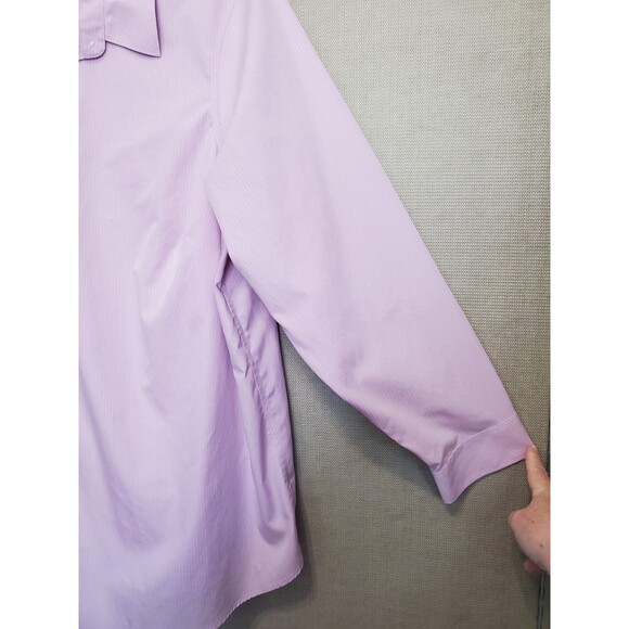 Lands' End No Iron 100% Cotton Purple Pinstriped Button-Up Shirt Size 22W - Picture 2 of 6